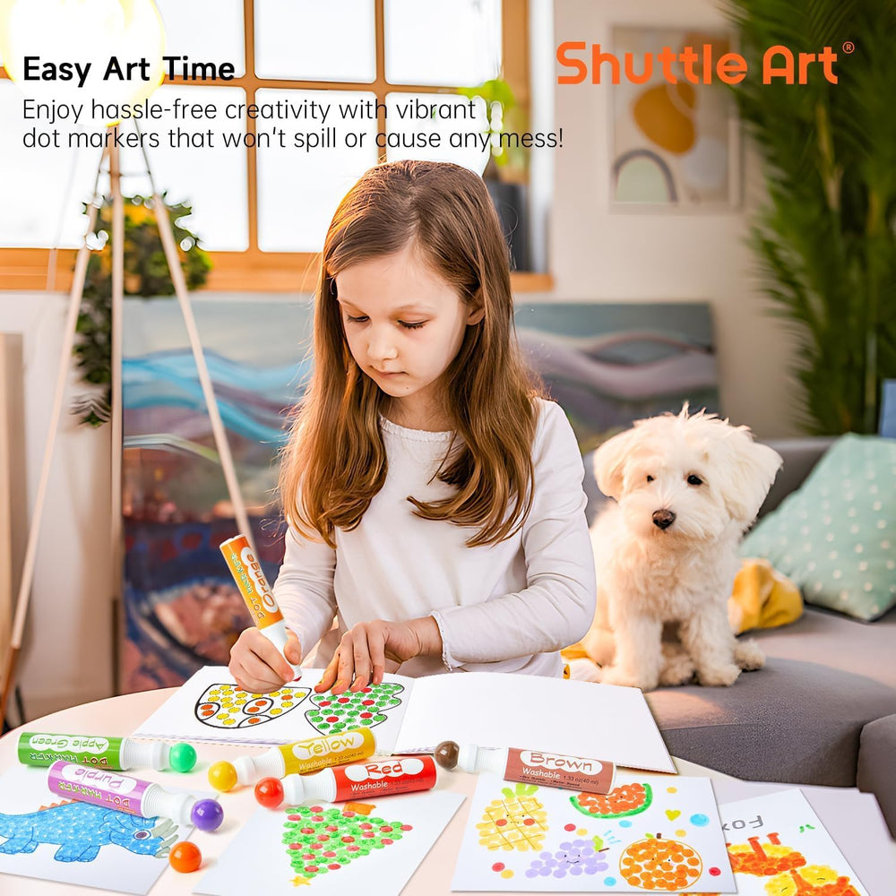 Washable Shuttle Art markers enable quick cleanup after art time