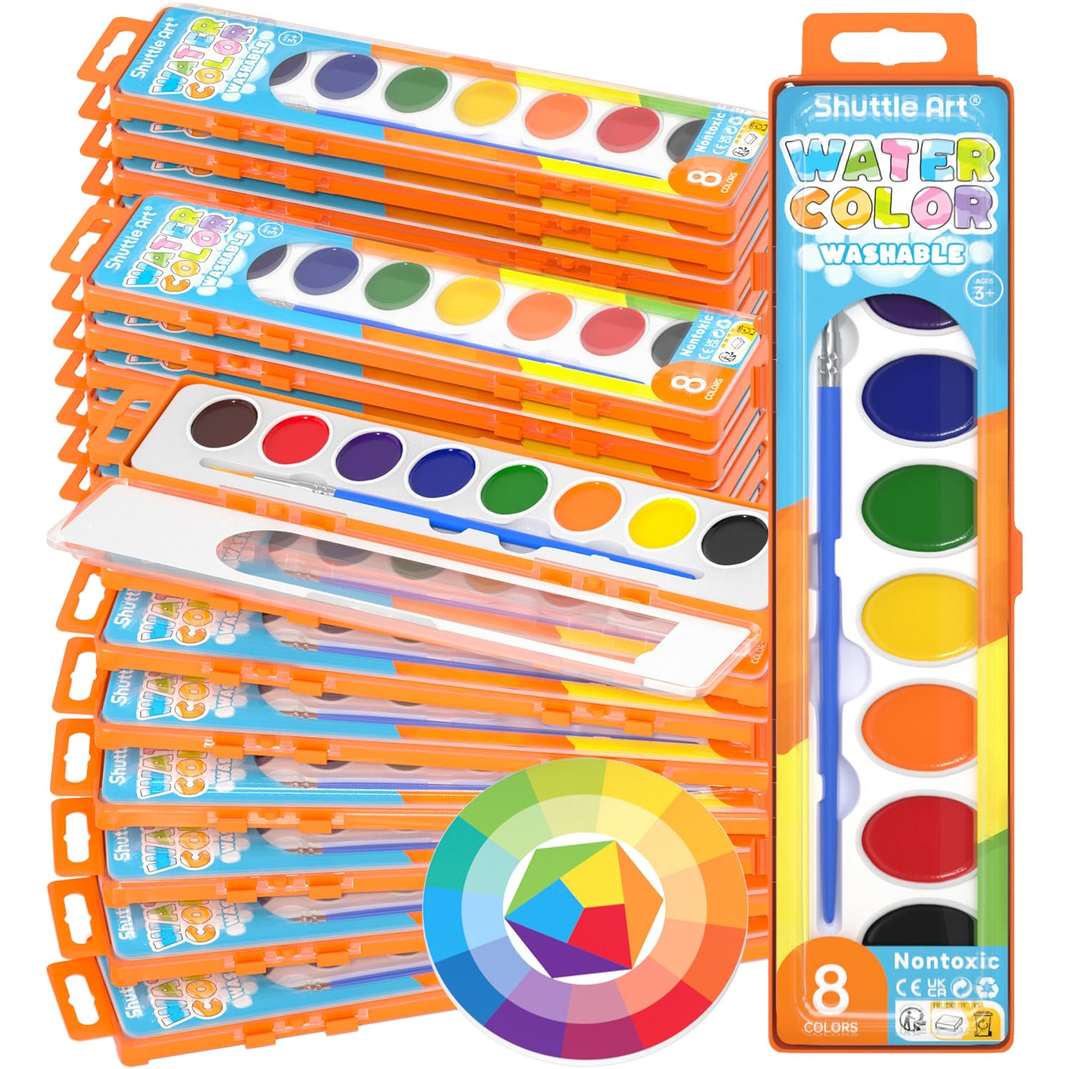 Shuttle Art watercolor paint set with vibrant colors for classroom artwork