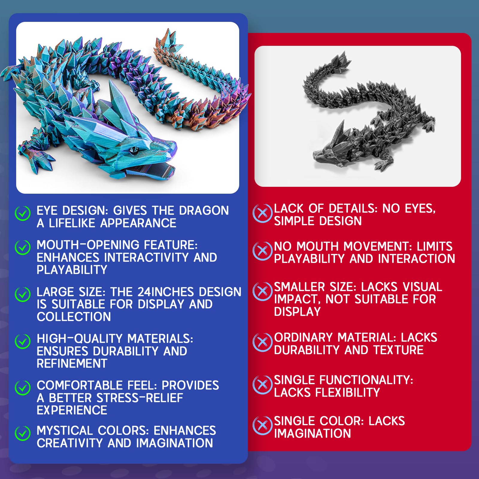 SHUWND dragon vivid crystal colors emphasize unique, one-of-a-kind shimmer for collectors.
