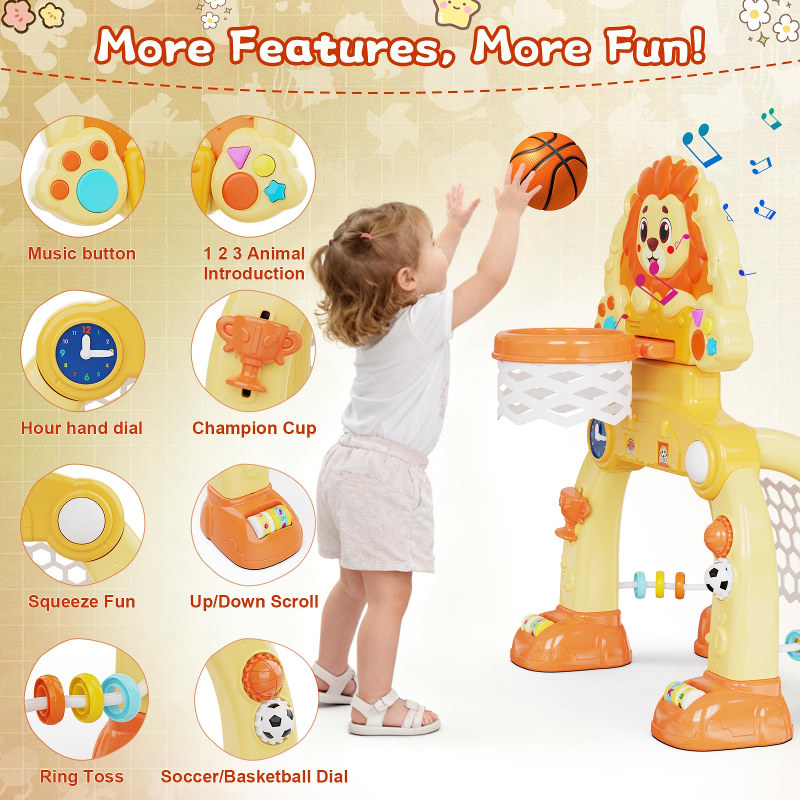 SHXYKZ colorful lights and sounds buttons spark curiosity during playtime.