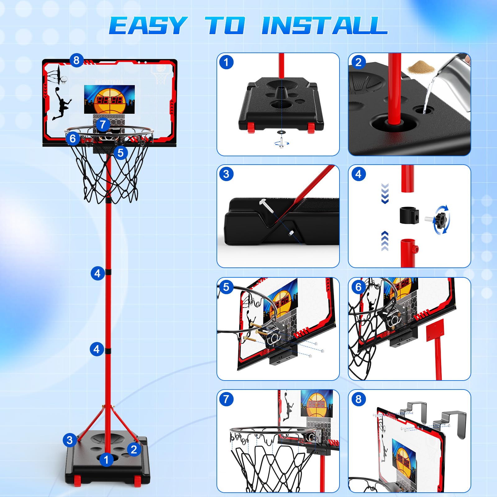 SHXYKZ door-hanging hoop for quick indoor setup