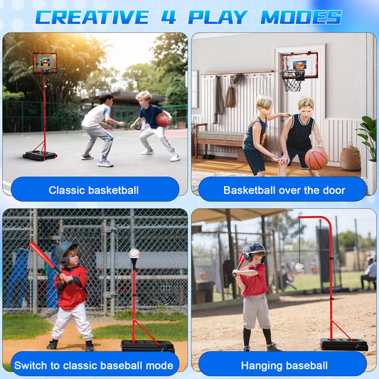 SHXYKZ four-in-one setup for basketball and T-ball modes
