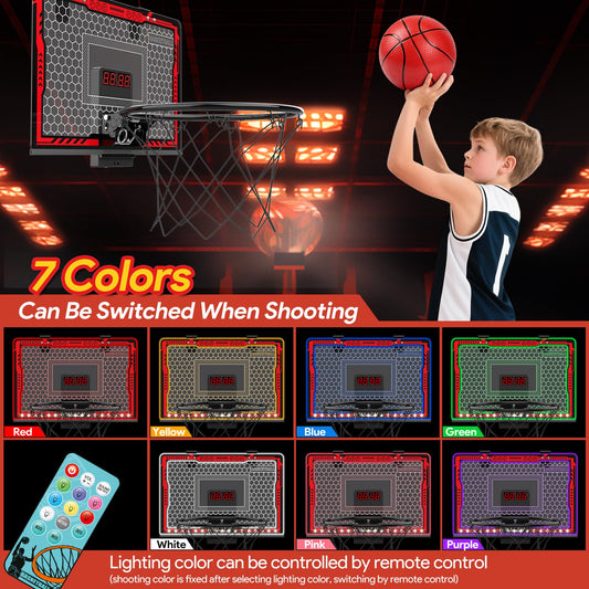 SHXYKZ indoor basketball hoop LED lights provide dynamic color feedback during play