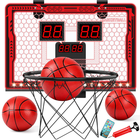 SHXYKZ indoor basketball hoop with scoreboard highlights scores and cheers for kids