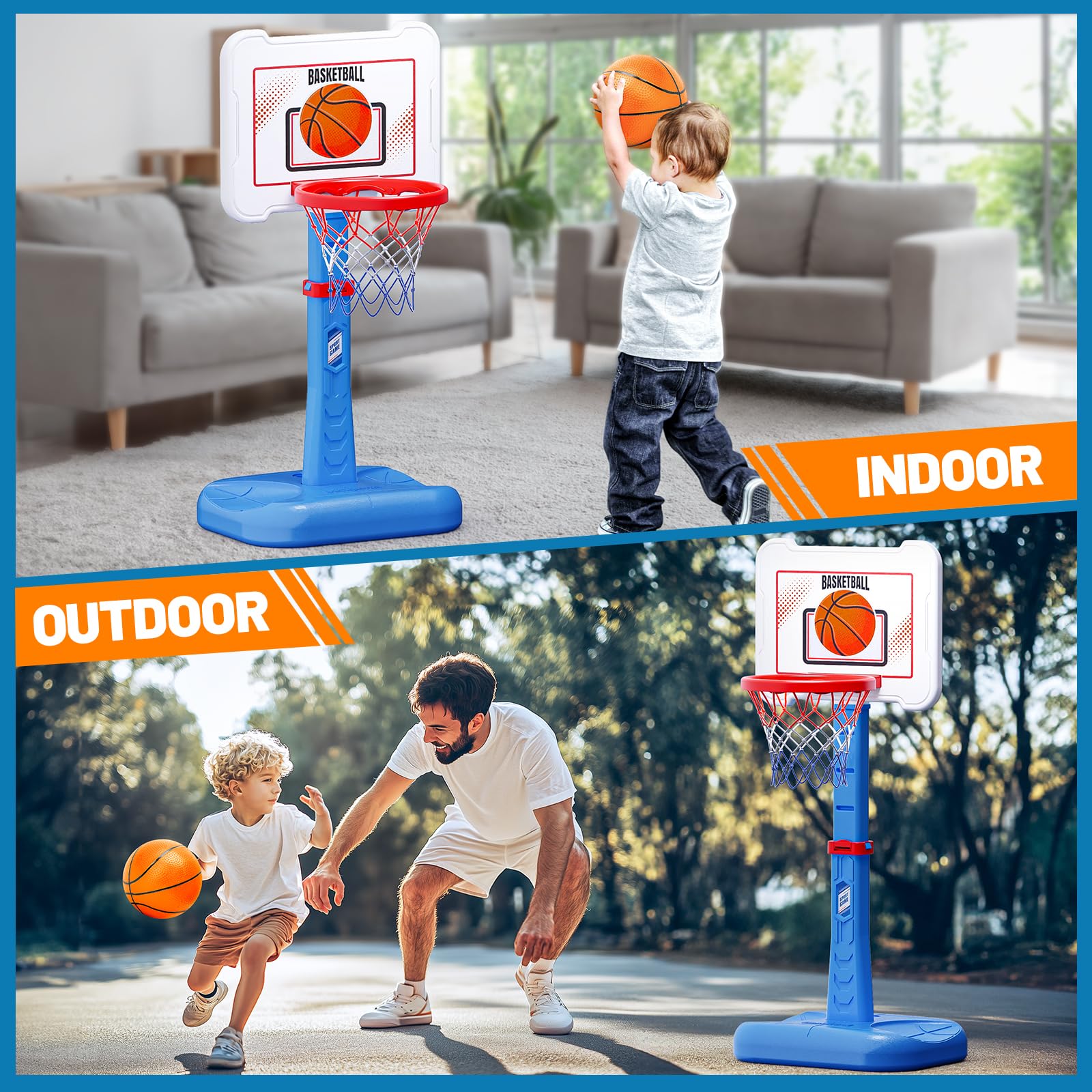 ShyLizard adjustable hoop height image, grows with your child.