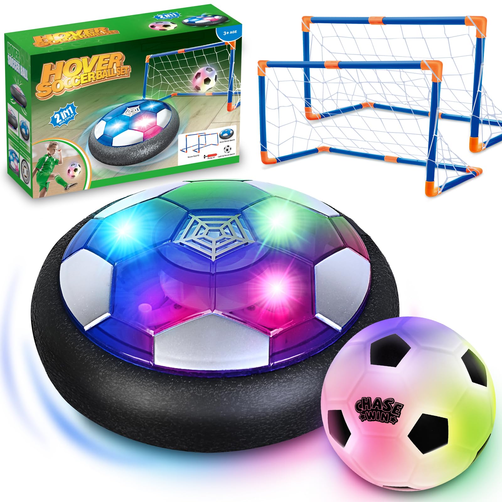 ShyLizard hover soccer ball set gliding smoothly on indoor floors.