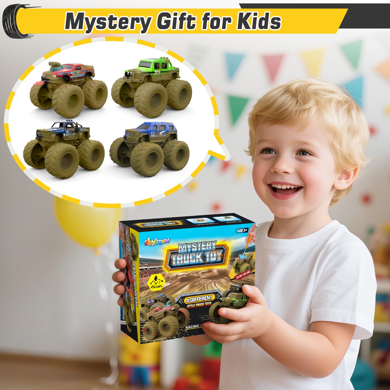 ShyLizard Monster Trucks gift set makes a playful birthday choice for kids.