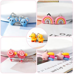 Shyflpopo kids clip-on rainbow earrings for colorful outfits