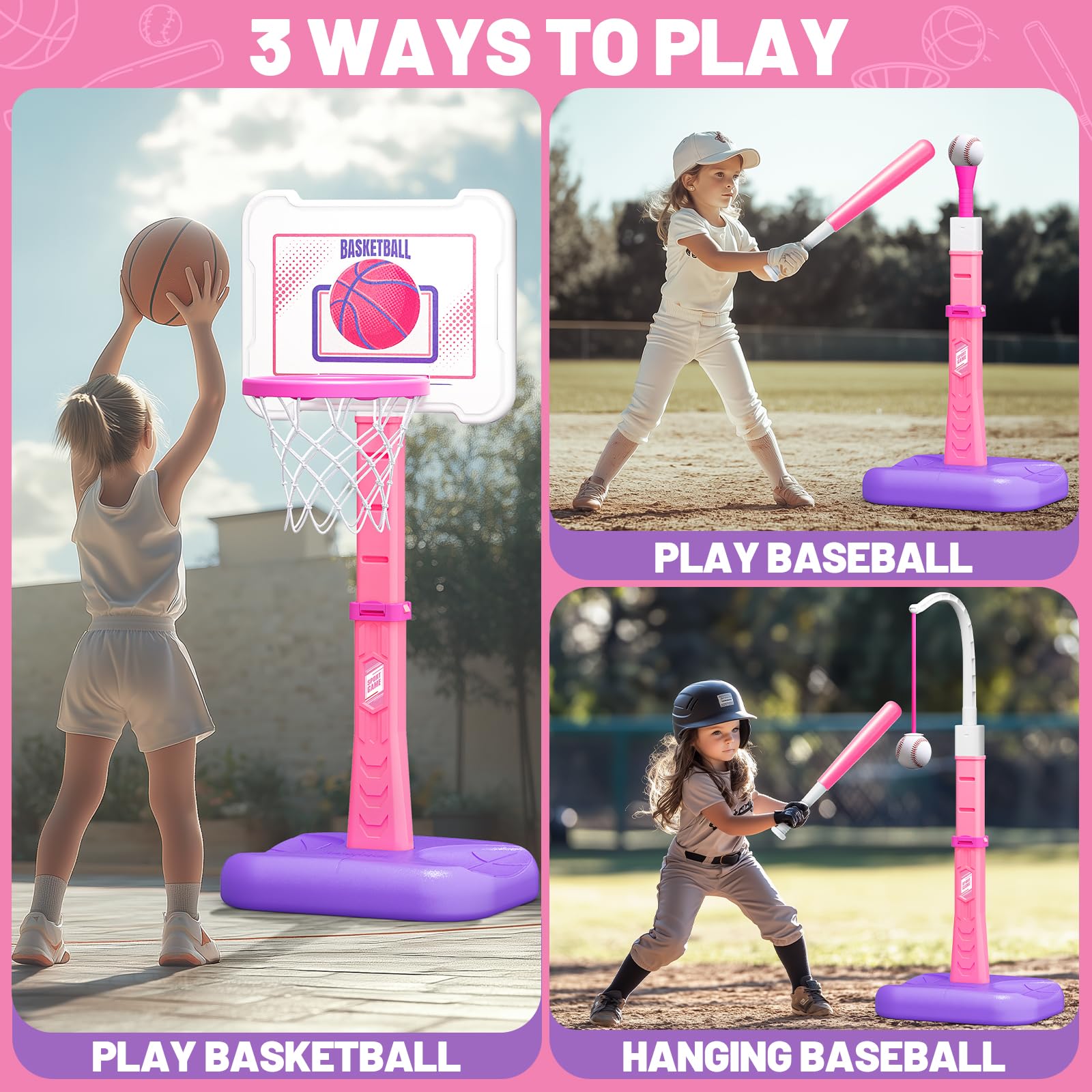 ShyLizard 3-in-1 T-ball base with adjustable height for growing players.