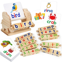 ShyLizard elephant-tray with reading blocks for engaging early literacy play.