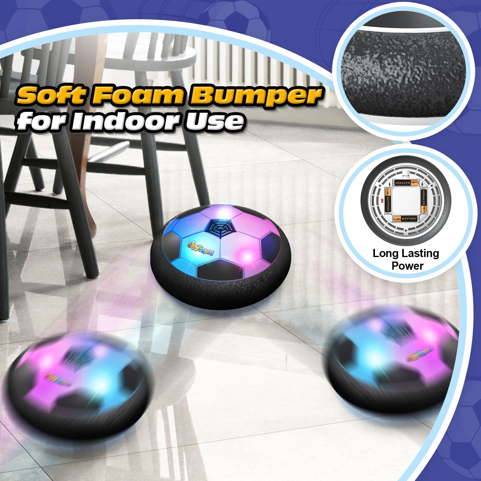ShyLizard Hover Soccer Ball LED lights brighten dim rooms during play