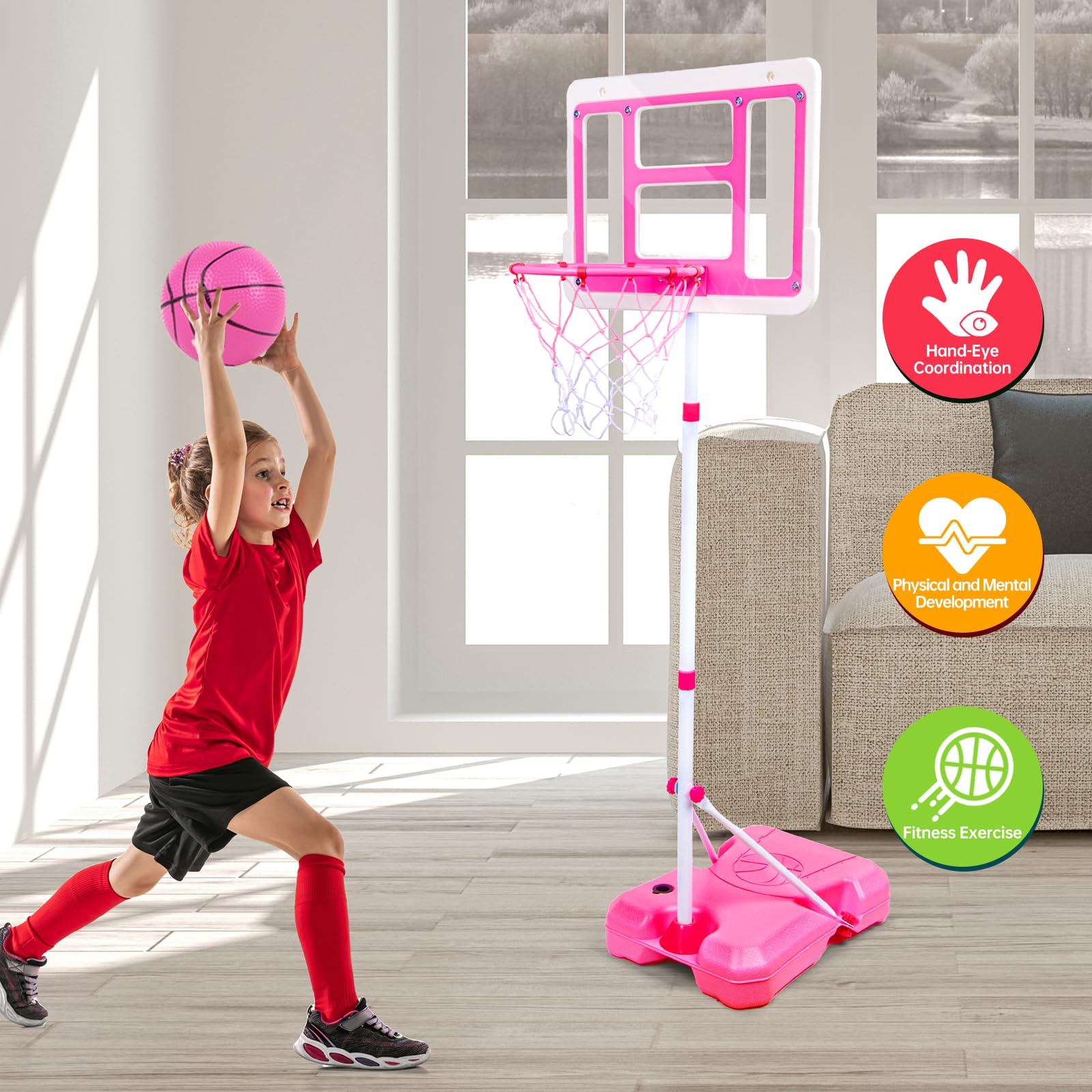 ShyLizard pink hoop design adds cheerful appeal for little players.