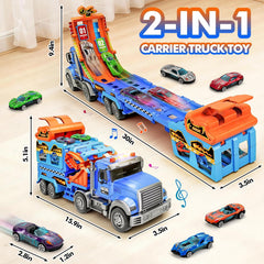 Children playing with the blue ShyLizard truck setup at home.