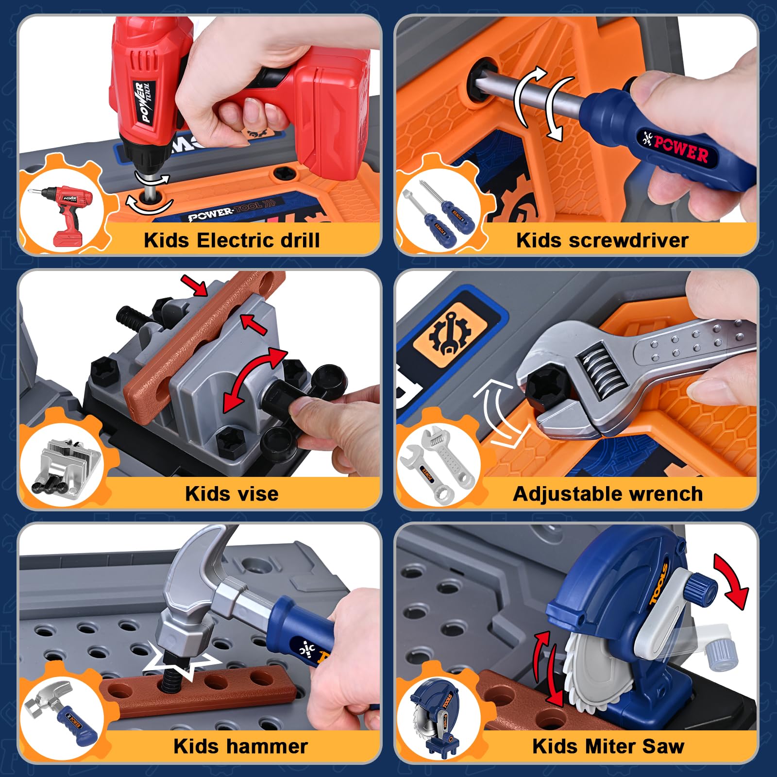 ShyLizard realistic electric drill with sound for authentic pretend play.