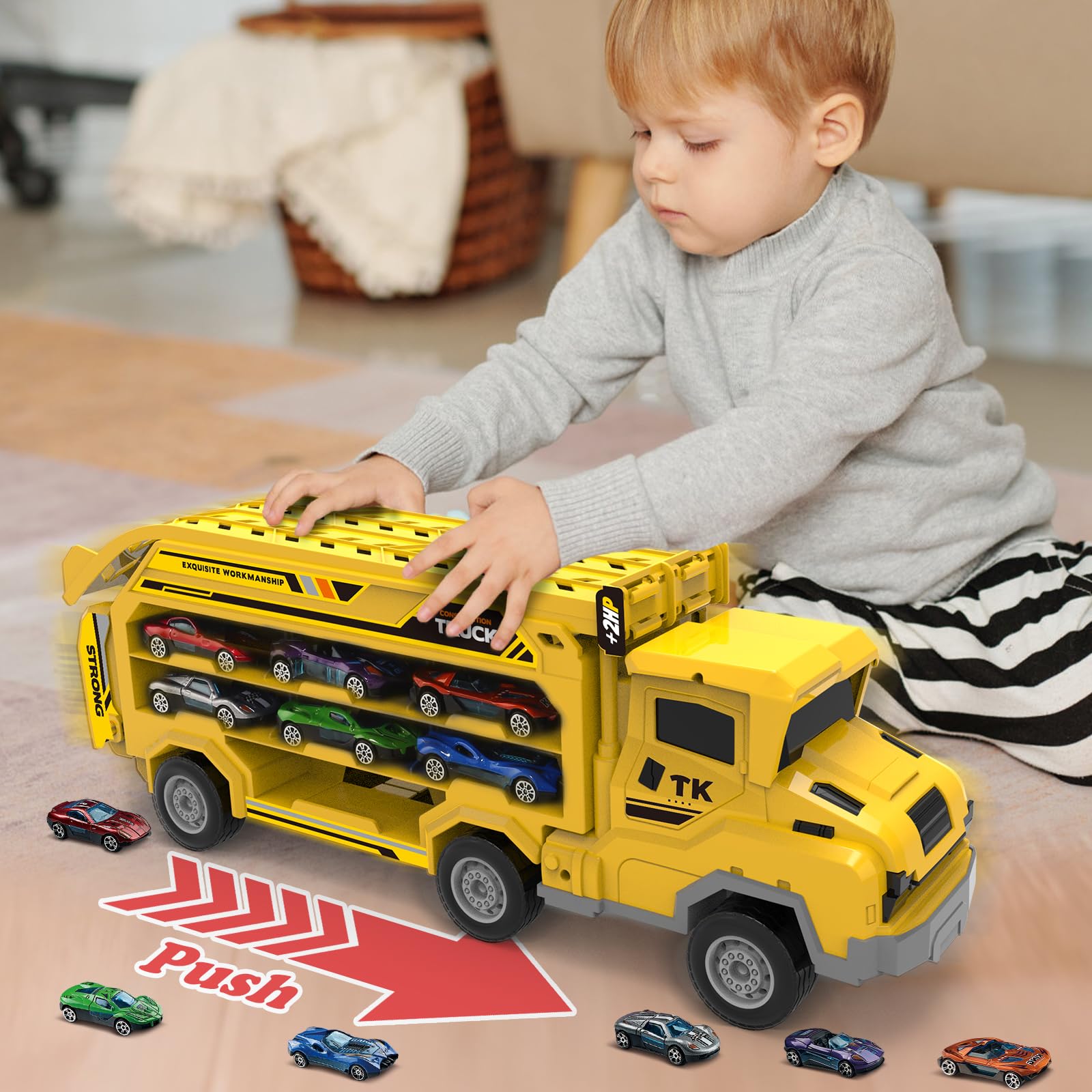 ShyLizard storage compartment holds fourteen cars for organization