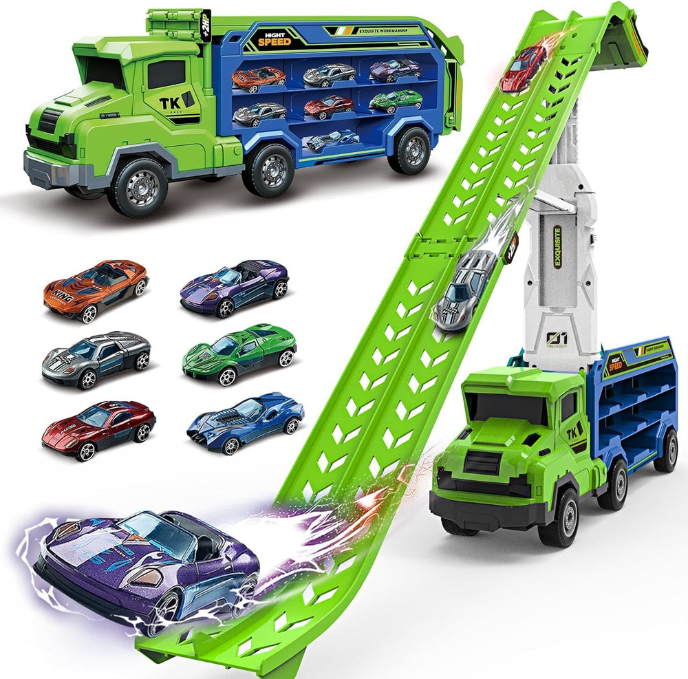 ShyLizard toddler car carrier with foldable track for quick setup.