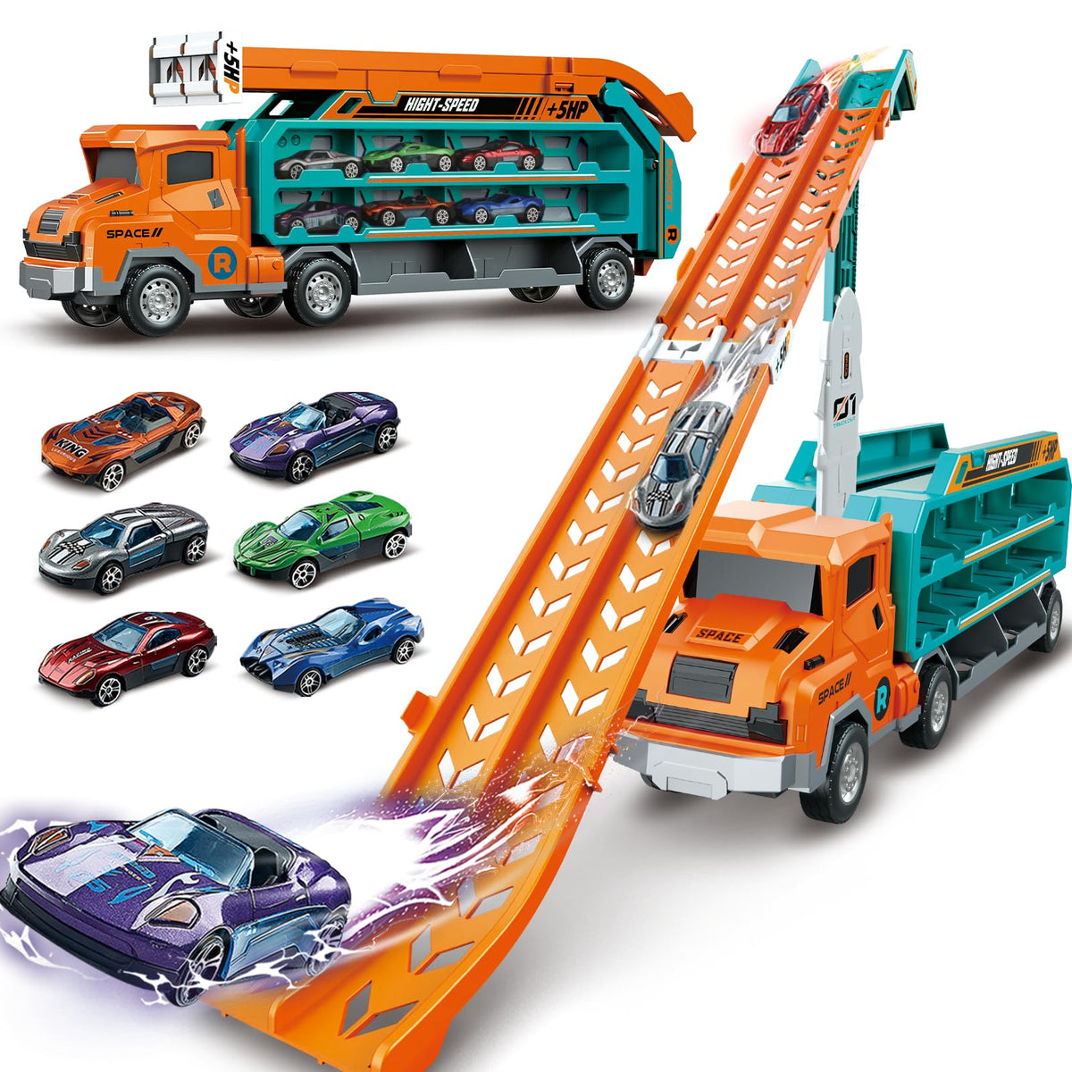 ShyLizard foldable-track setup with toddler car carrier for easy setup and play