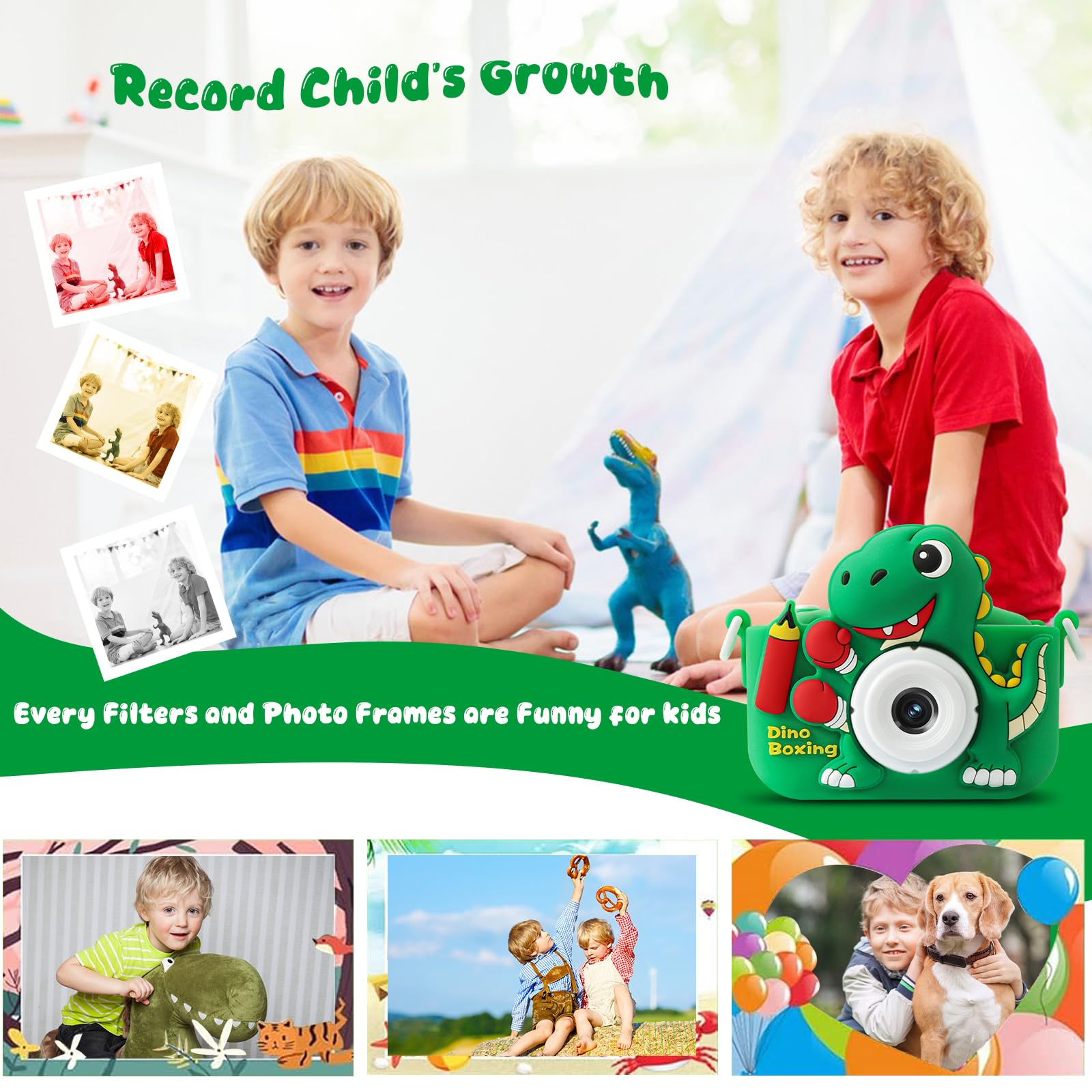 SHZYGQ Kids Camera dual lenses perfect for selfies and group shots