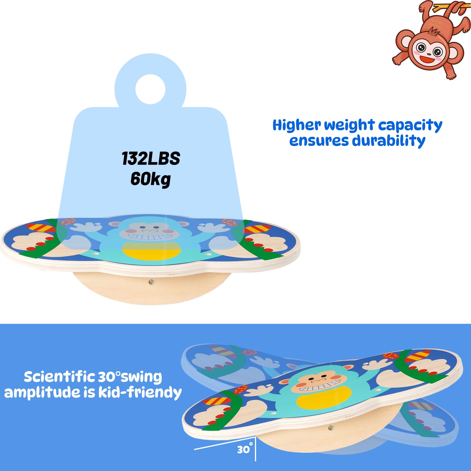 Siairo wobble balance board suited for indoor and outdoor use on flat surfaces.