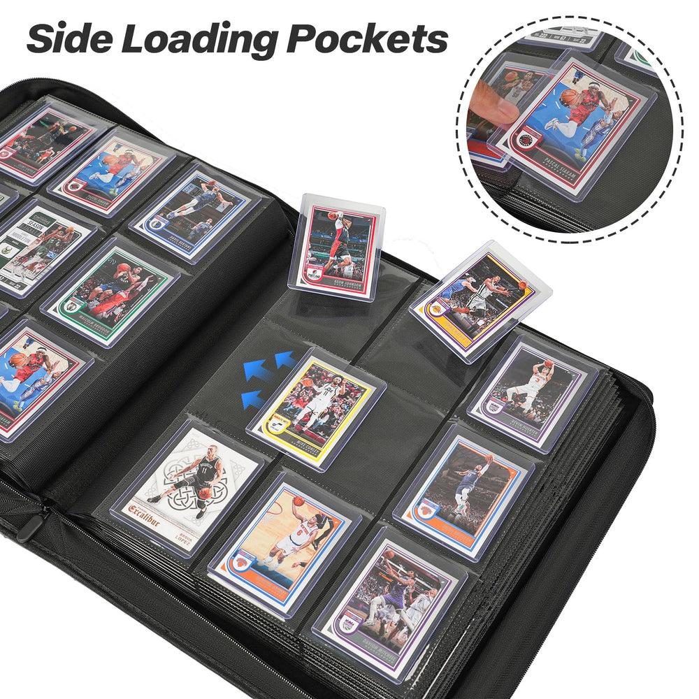 Sibonic binder features a padded exterior for secure card protection.