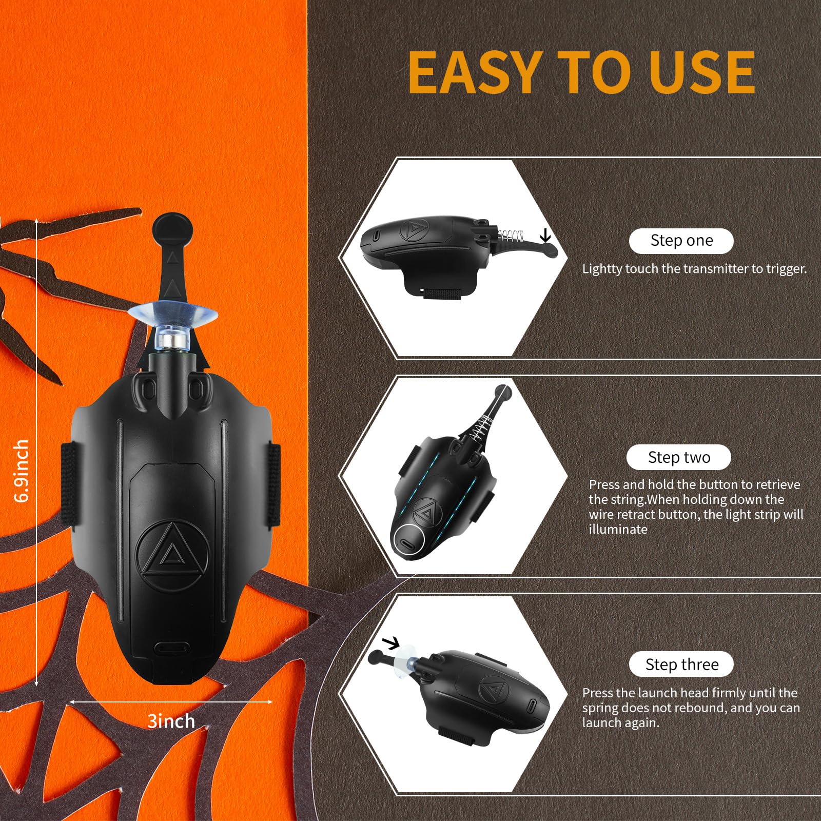 SICNAOPW spider gloves-wrist launcher showing grip during action.