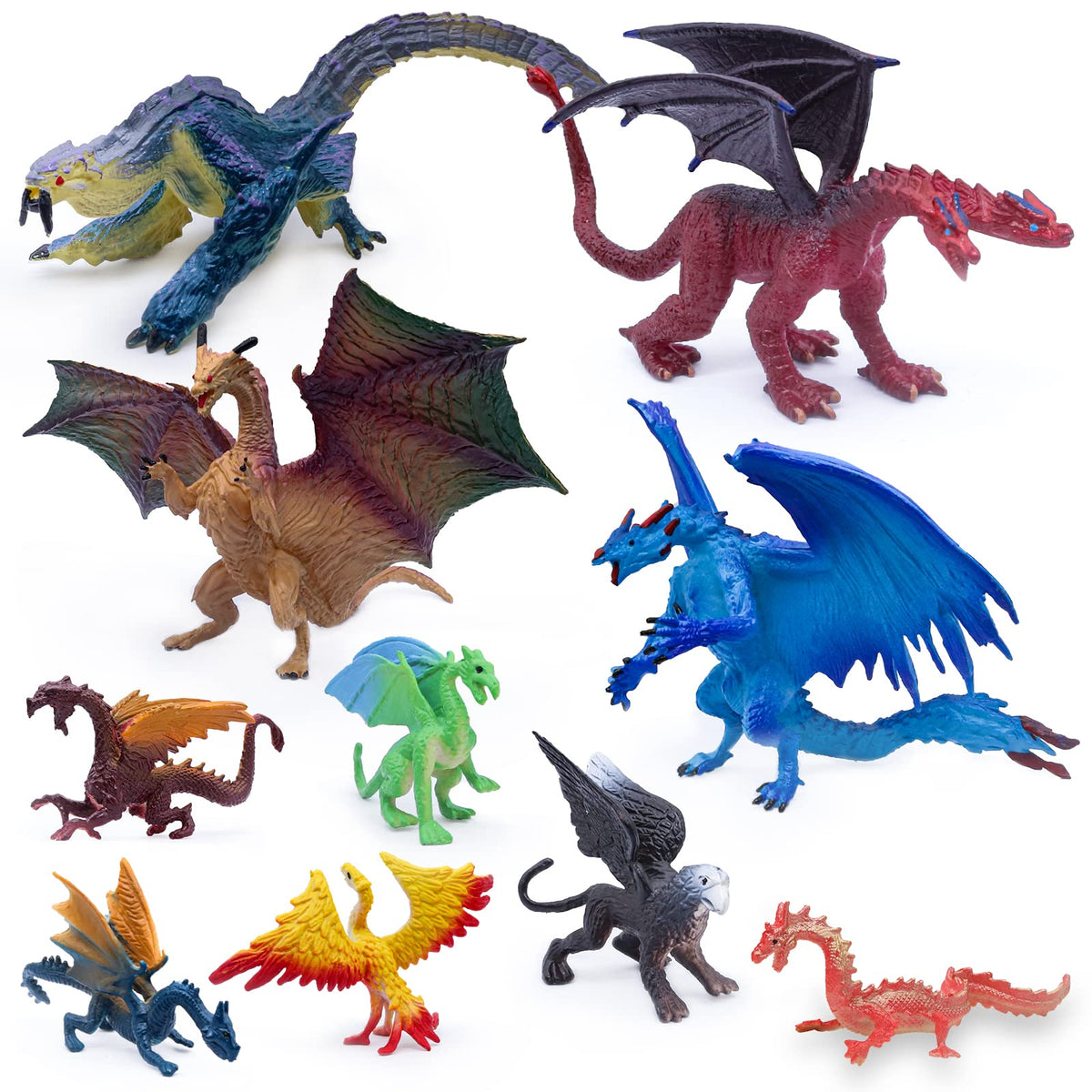 SIENON dragon toy figures in 5-inch size with bold colors for cake toppers