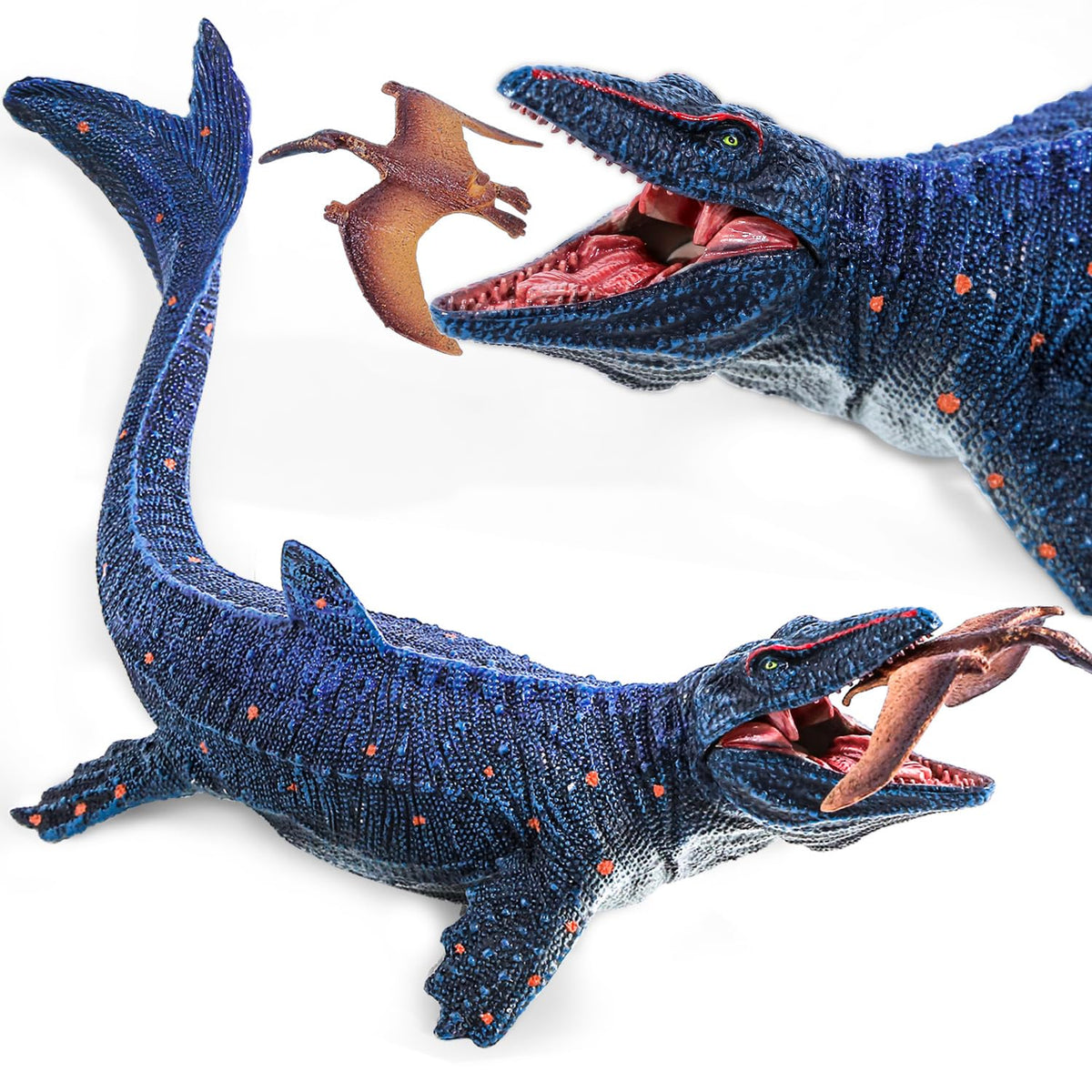 SIENON Jurassic Mosasaurus figure with lifelike colors for engaging bath time play.