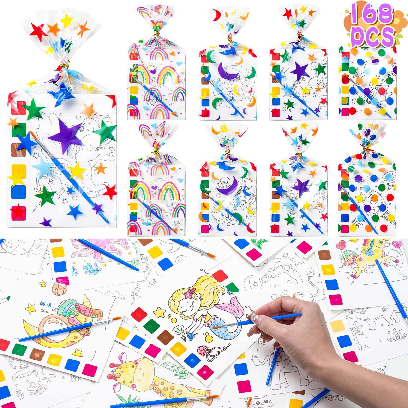 Sigilyer watercolor books shown in party favors packaging, ideal for easy distribution at parties.