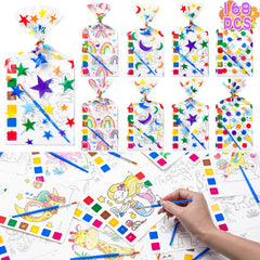 Sigilyer watercolor books shown in party favors packaging, ideal for easy distribution at parties.