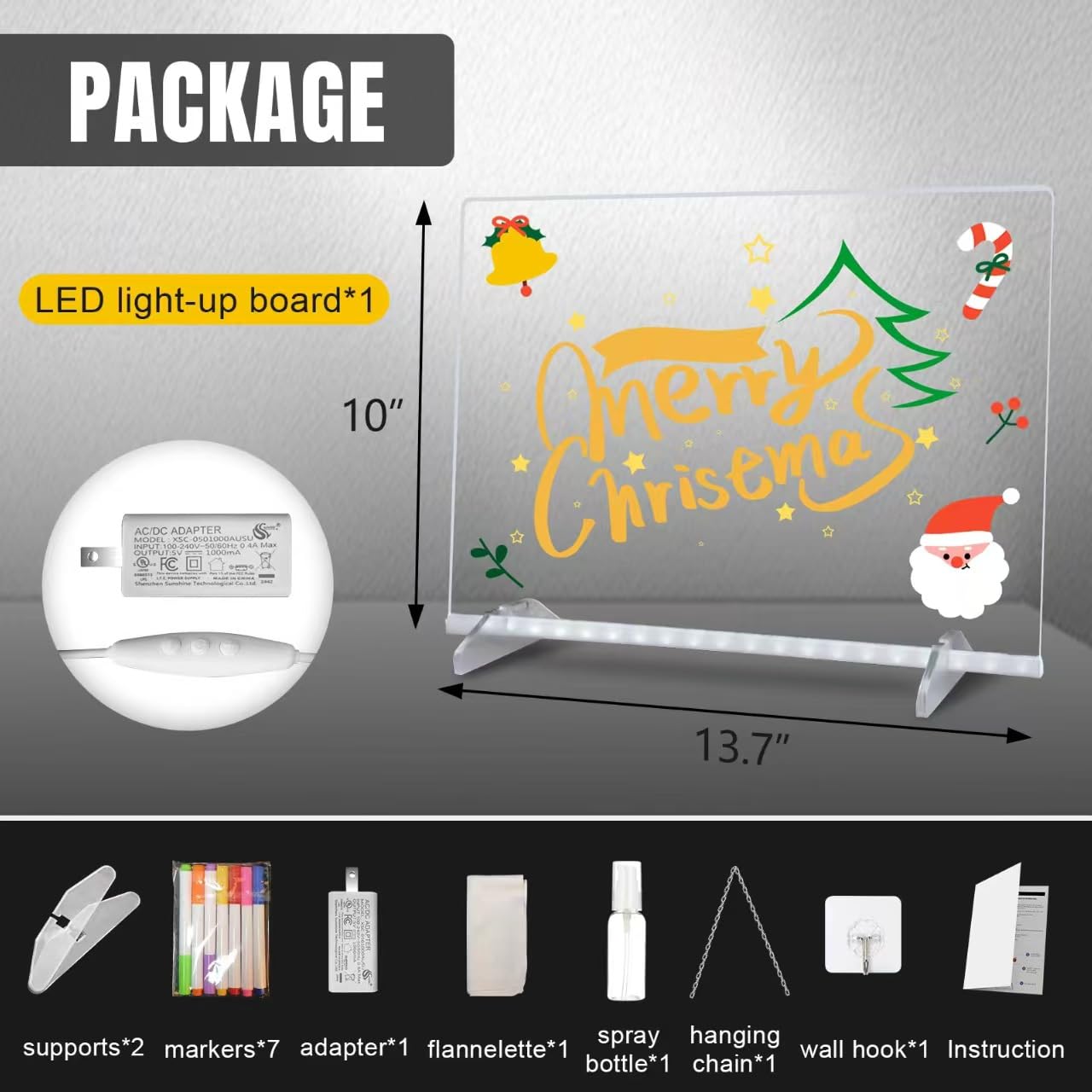 Signsxcel LED drawing board showing 8 color lighting options to spark creativity