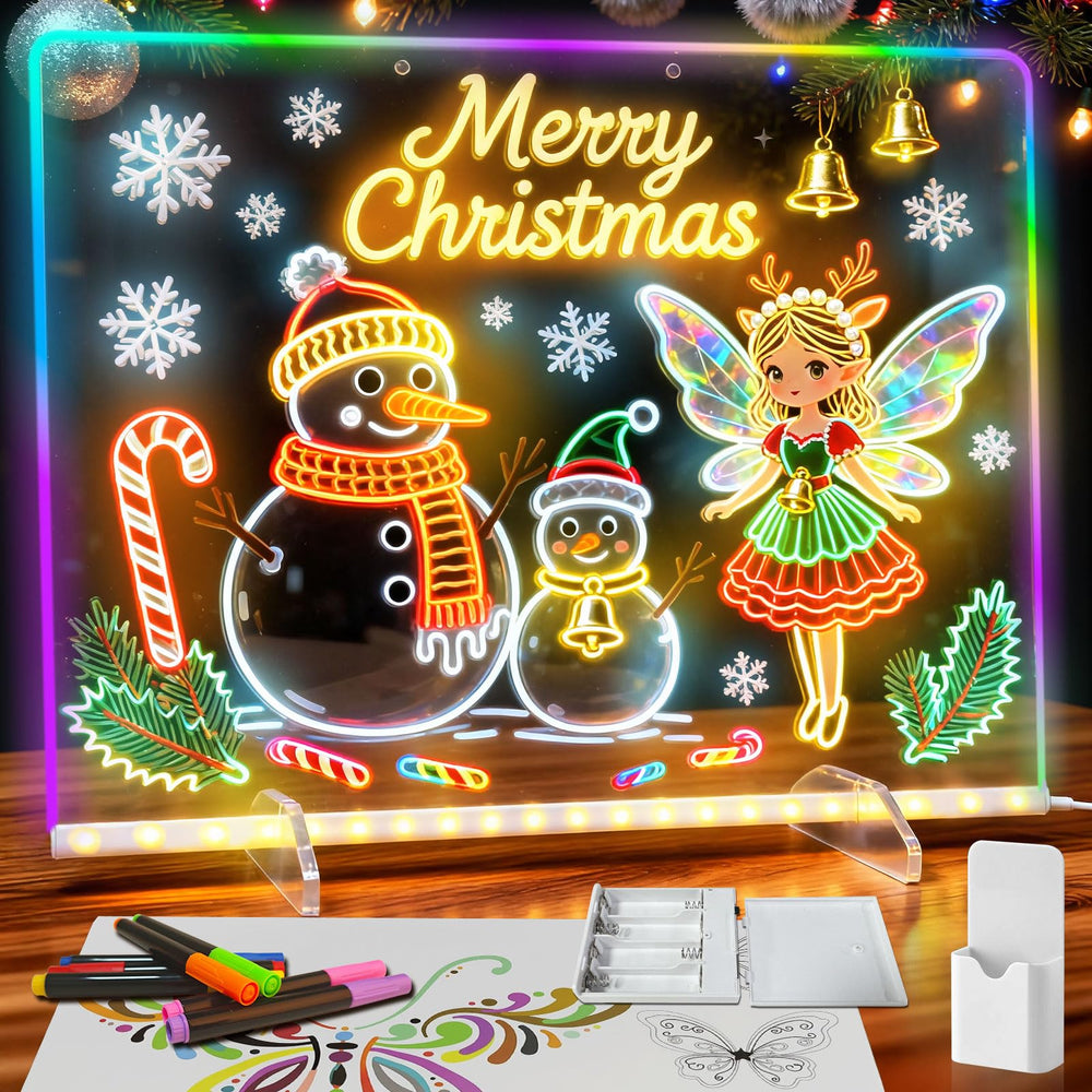 Signsxcel LED drawing board front view showcasing colorful glow options for kids, inspiring creative learning.