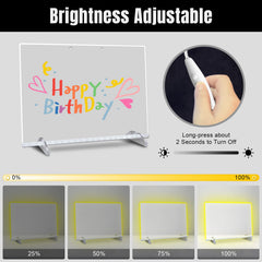 Signsxcel LED drawing board used as office note board on desk for quick reminders.