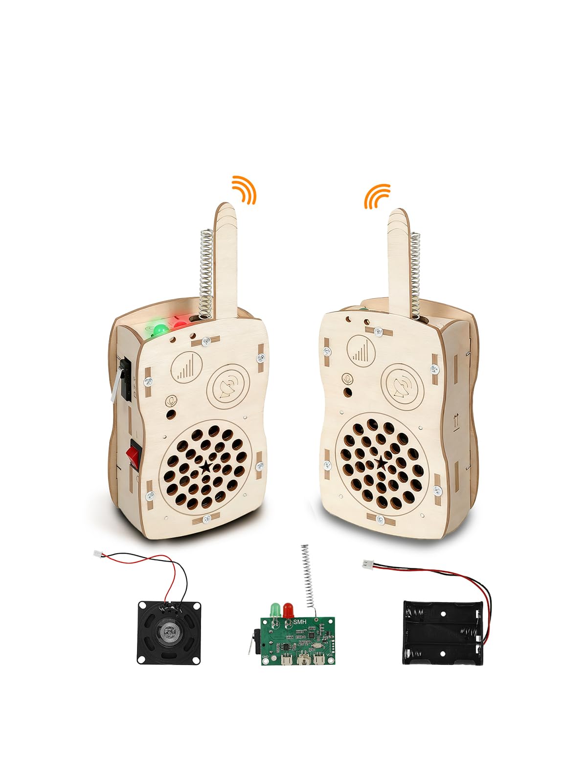 SIHUADON walkie-talkie kit front view ideal for classroom projects and family exploration.