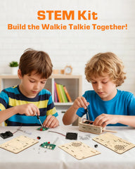 SIHUADON walkie-talkie kit parts layout shows components for easy hands-on assembly.