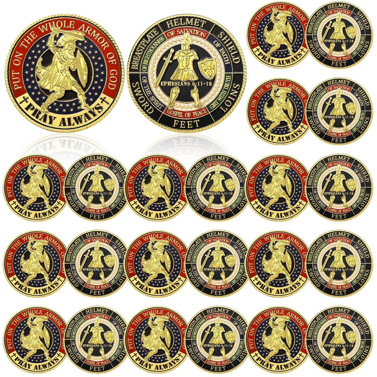 Siifert Armor of God coins in packaging, ideal for gifting and collection.