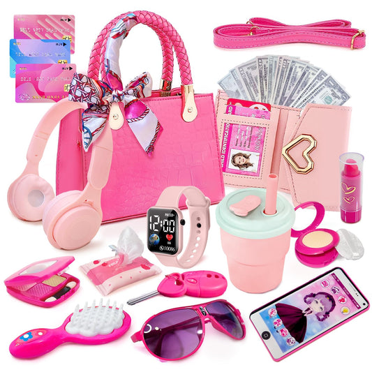 Sikcurg little girl purse with accessories for imaginative play and organization.