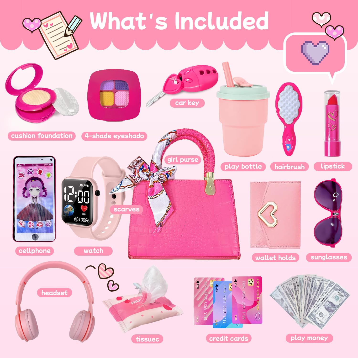 Sikcurg pretend makeup set with eyeshadow and lipstick for safe creative play.