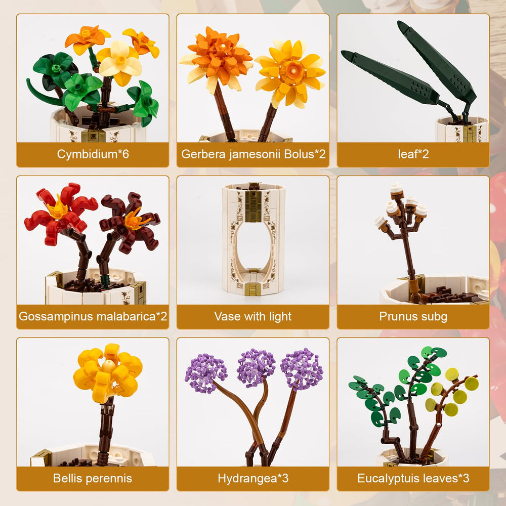 Sikewettx lego-compatible flowers for adults, seamless integration with popular brick sets.