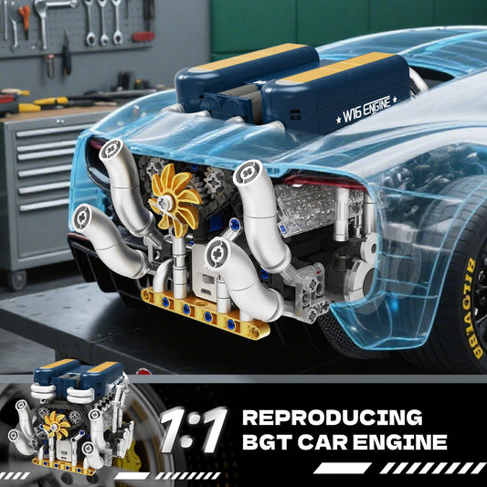 Sikewettx W16 engine side detail highlights gear connections and realism.