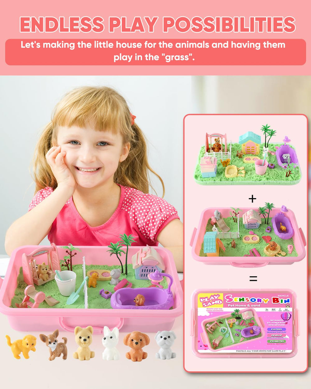 Sikmcle dog and cat figures spark storytelling during playtime.