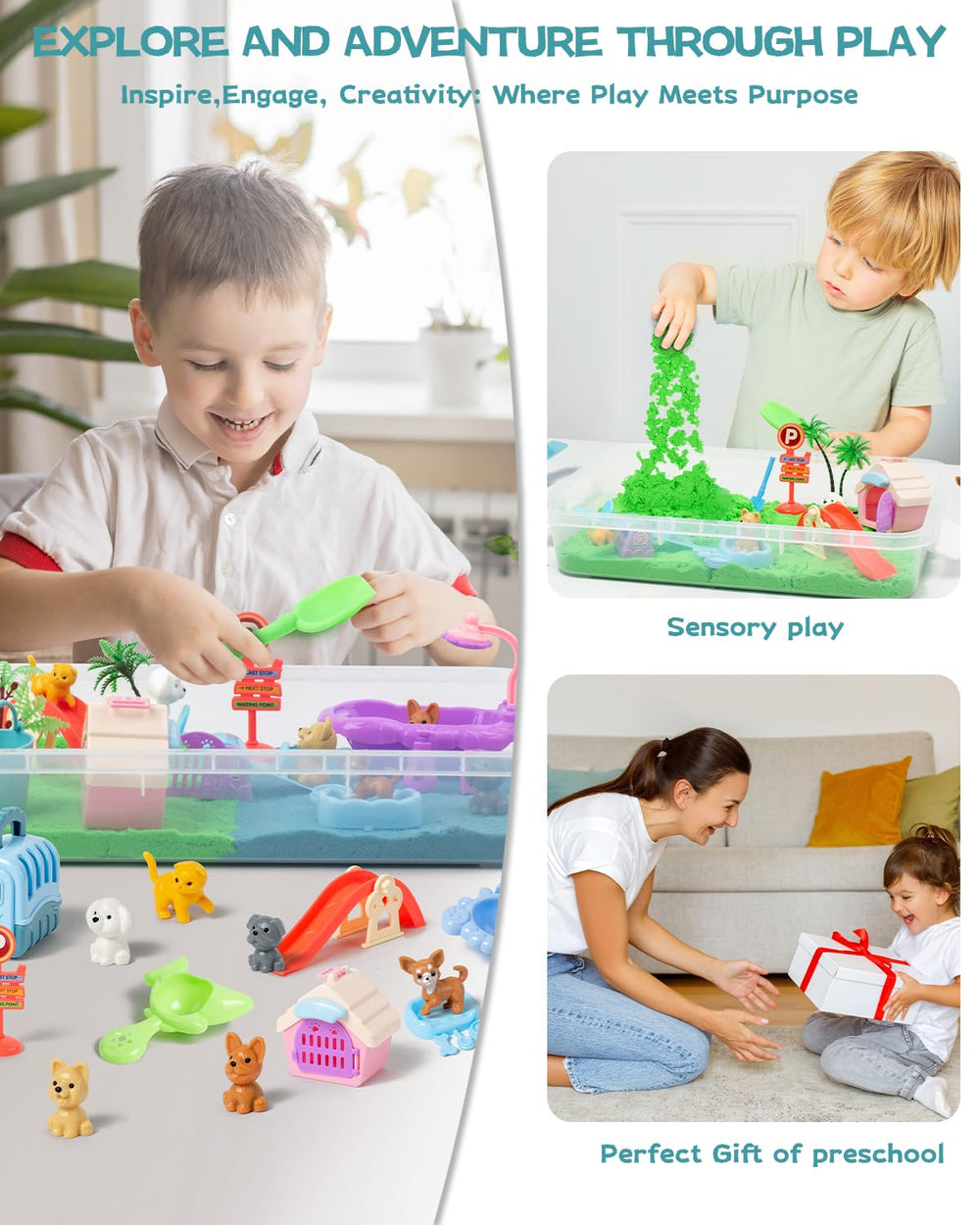 Sikmcle pet house and bath pieces support pretend care.