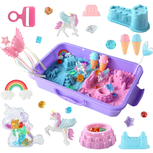 Sikmcle Unicorn sensory bin with lid for organized play and easy storage