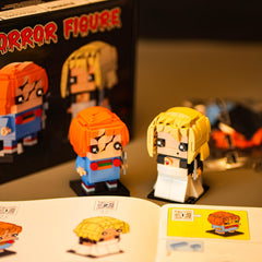 Silhouettesona chucky-tiffany display-piece highlights iconic looks for horror fans.