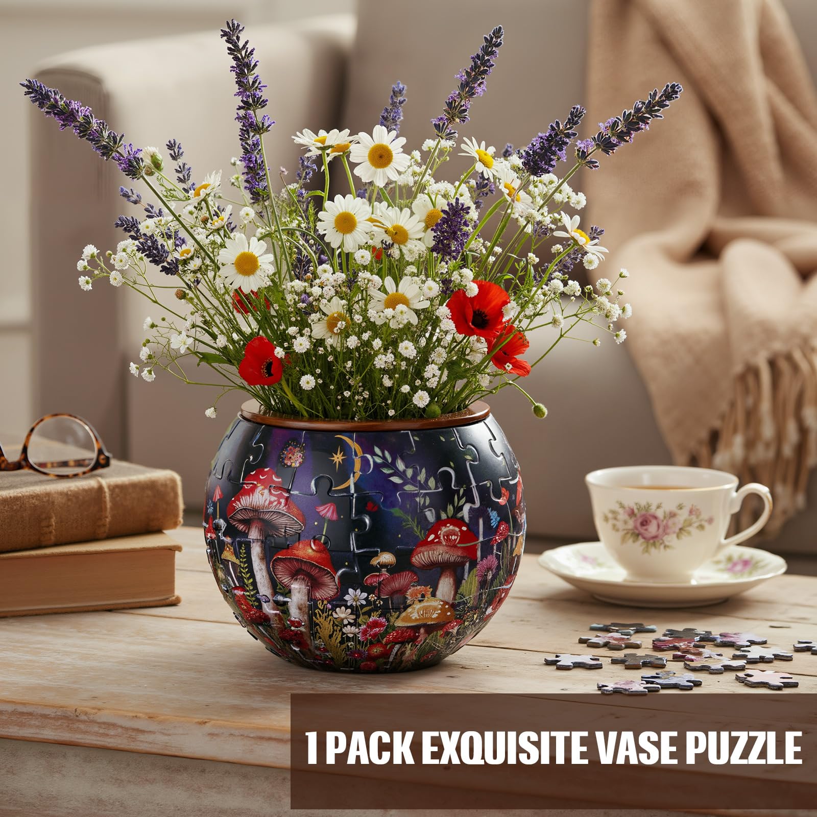 Silipull 3D Puzzle Vase flower arrangement, adds interactive flair to bouquets
