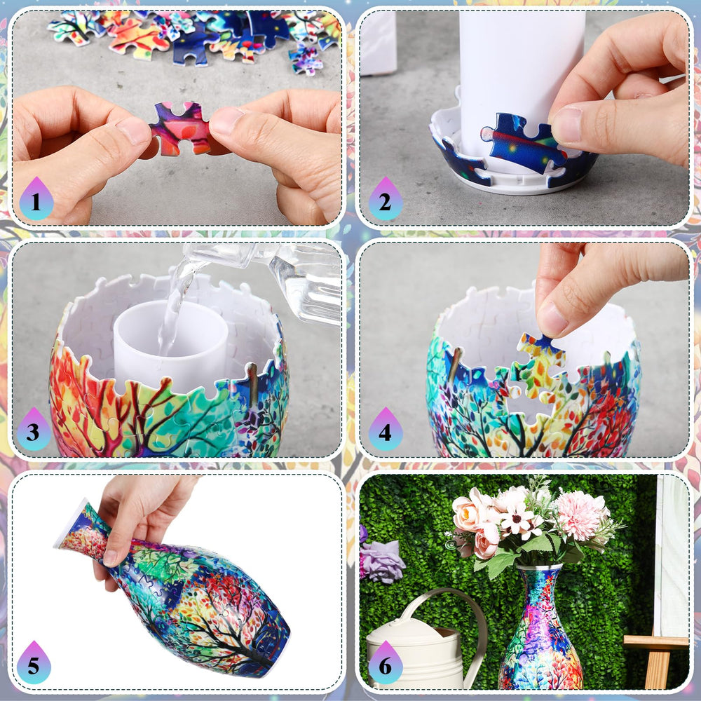 Silipull 3D puzzle vase flower display on a stylish surface.