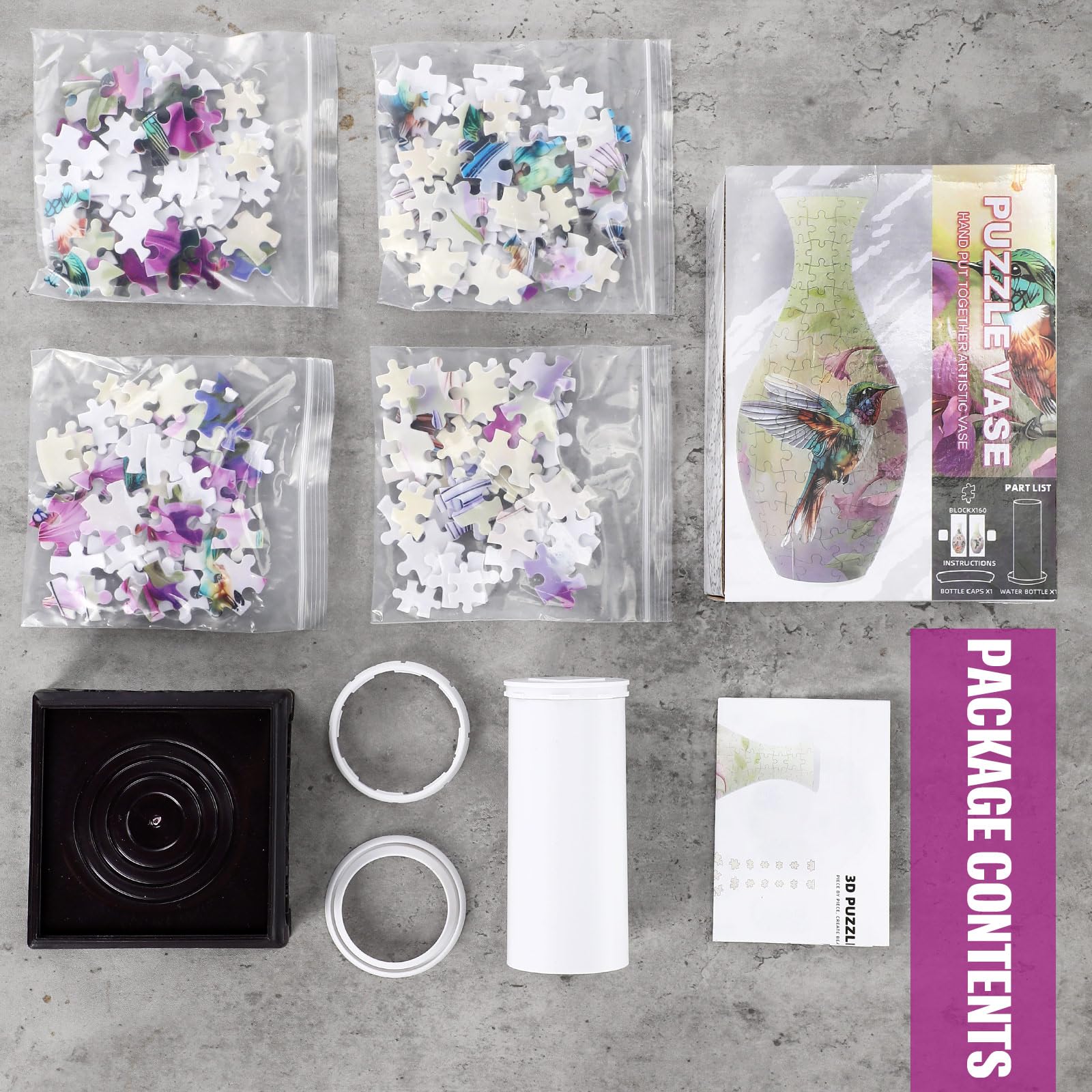 Silipull 3D puzzle vase interlock design highlight, no glue required for instant display.