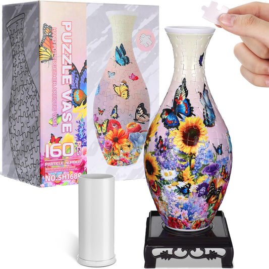 Silipull Butterfly 3D puzzle vase assembly showing interlocking pieces for a striking centerpiece.