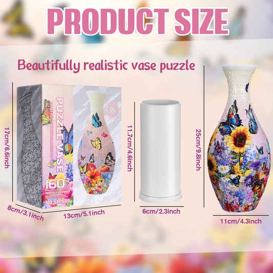 Silipull Butterfly 3D puzzle vase interlocking pieces showcased without glue for quick display.