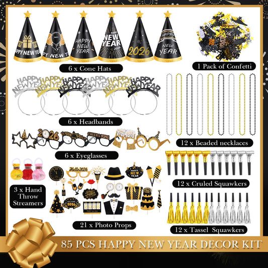 Silipull New Year cone hats create a playful party look for guests.