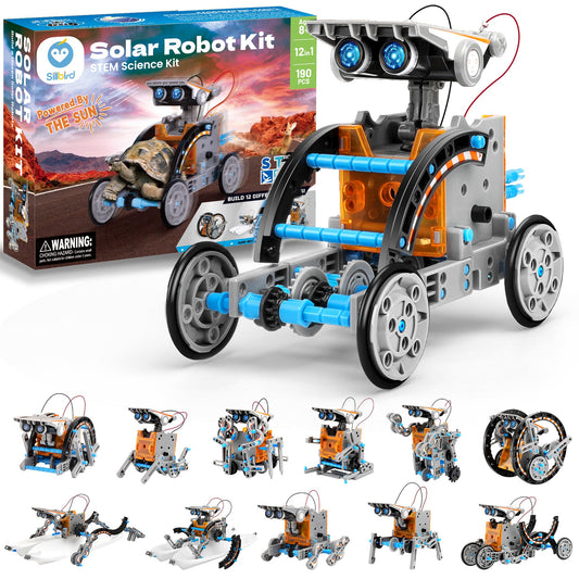 Sillbird 12-in-1 solar robot kit box, a versatile STEM gift for curious kids.